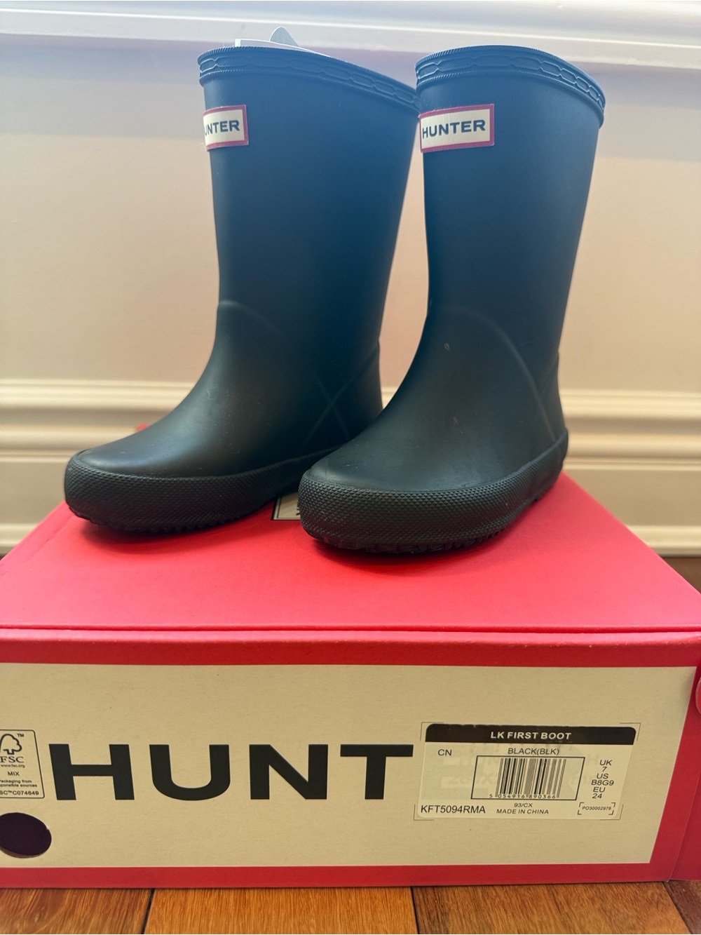 Hunter Black Kids Rubber Rain Boots